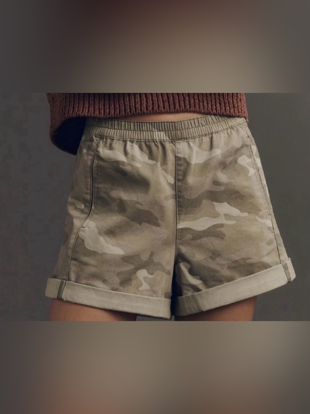 NWT Anthropologie Pilcro Izzie Olive Green Camo Relaxed Pull On Shorts SZ XS